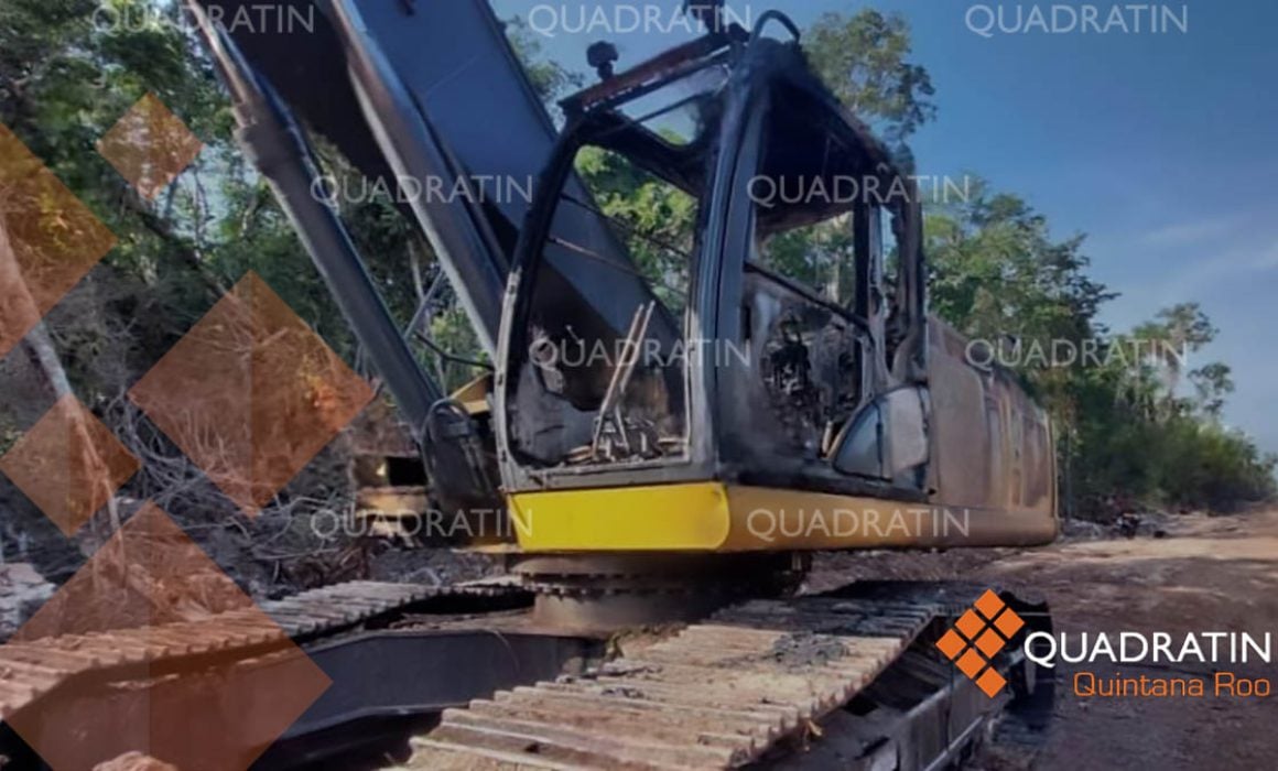 Paraliza obras de Tren Maya quema de maquinaria - Quadratín México