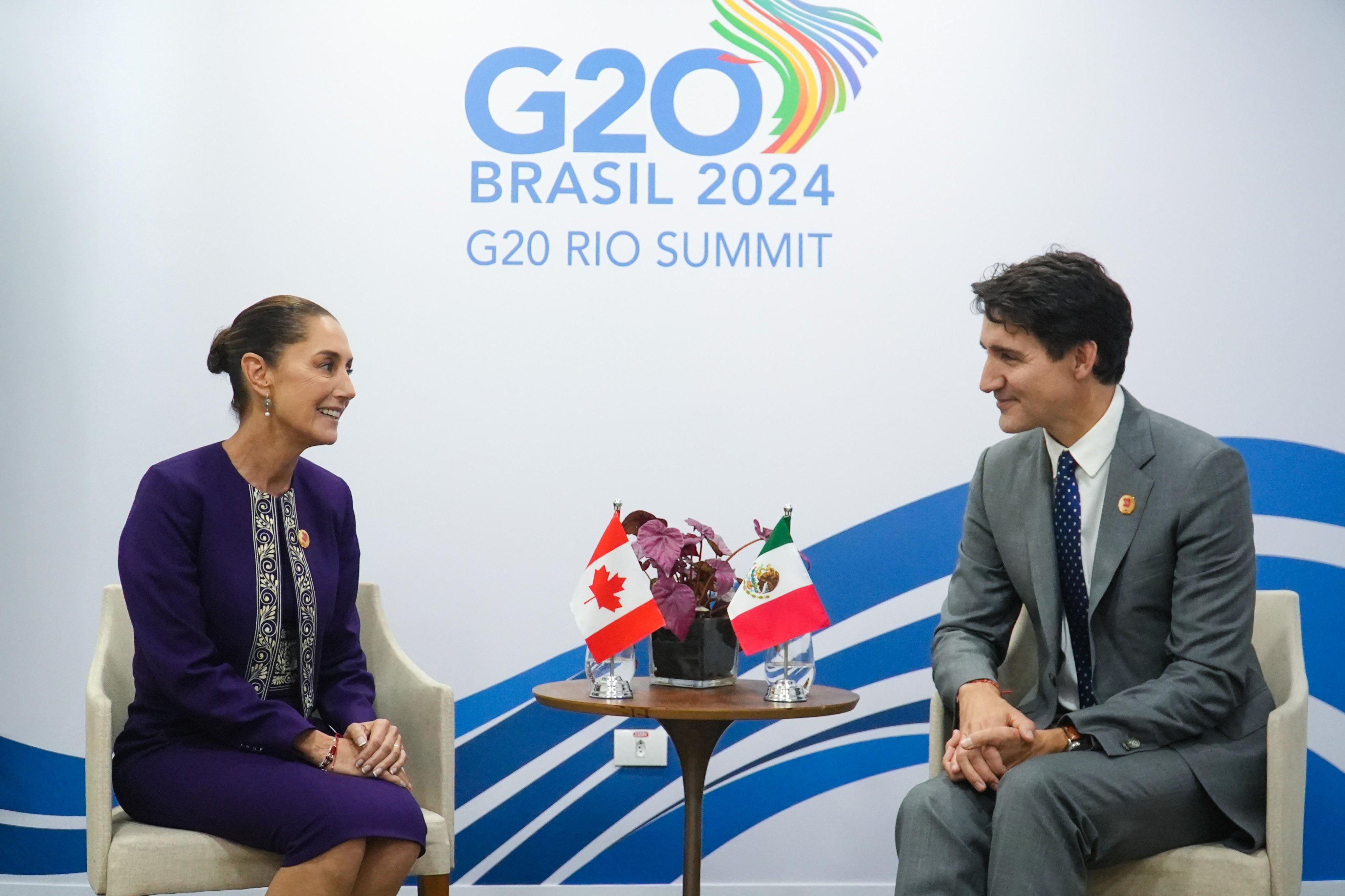 Sostienen Sheinbaum Y Trudeau Reunión En G20; Hablan Del T-MEC