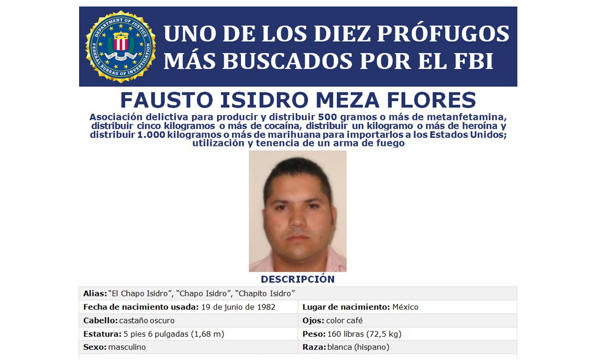 Incluye FBI a El Chapo Isidro en lista de 10 más buscados