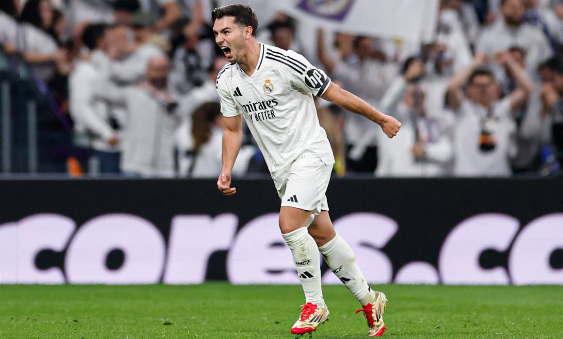 Brahim Díaz celebra gol de Real Madrid ante Atlético de Madrid