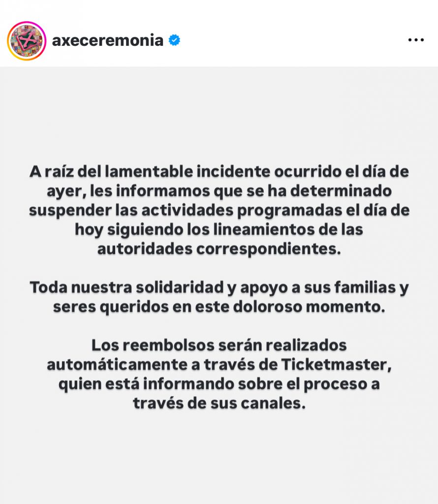 Ticketmaster realizará el reembolso del Festival Axe Ceremonia