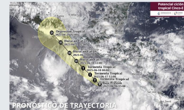 Se forma potencial ciclón 5-E en el Pacífico; prevén que sea huracán