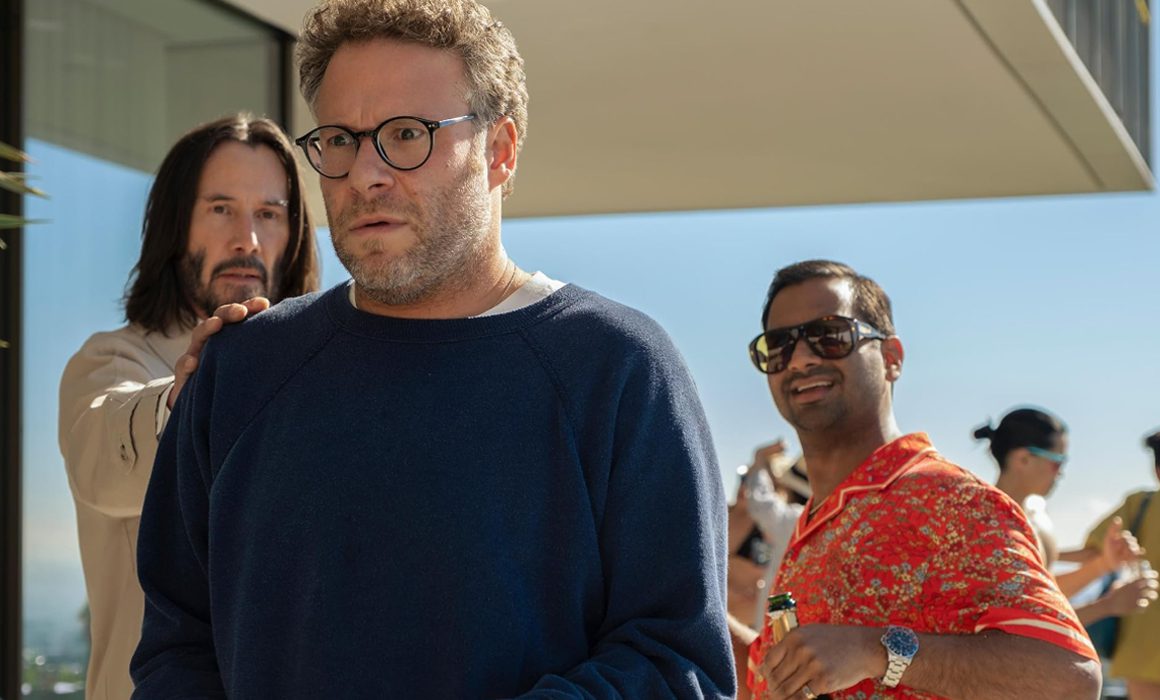 Como ángel, trae Keanu Reeves Good fortune a Seth Rogen y Aziz Ansari