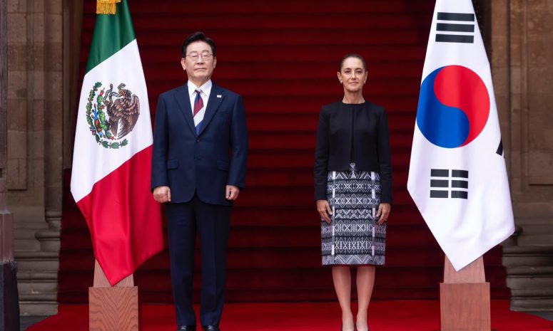 Se reúnen Sheinbaum y presidente de Corea del Sur en Palacio Nacional