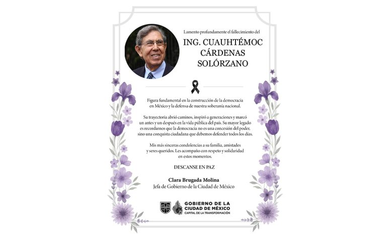 Despide Brugada a Cuauhtémoc Cárdenas, primer Jefe de Gobierno