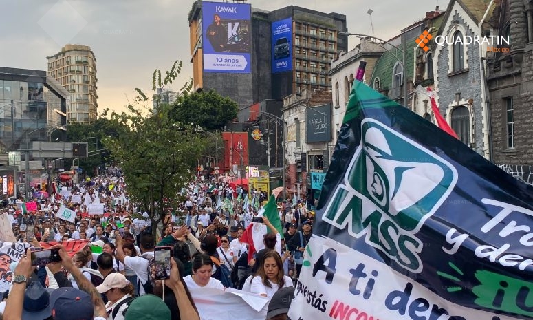 SSC reporta marcha de 5 mil trabajadores del IMSS en Insurgentes